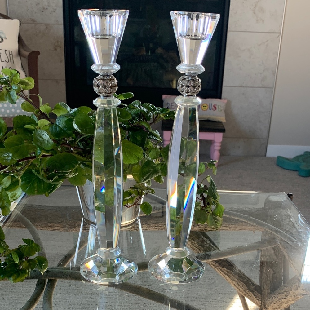 Shannon Crystal Clarion 11.5" Pair of Candlesticks